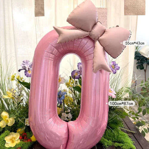 40inch Pink Digital Bowknot Bow Aluminum Foil Balloons for Girls