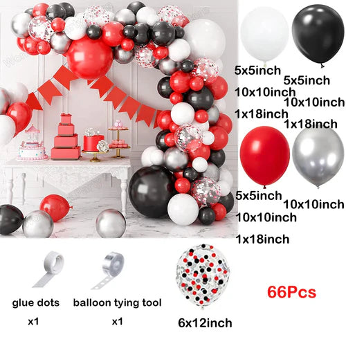 Red Balloon Garland Arch Kit Black Red Confetti Balloons Wedding