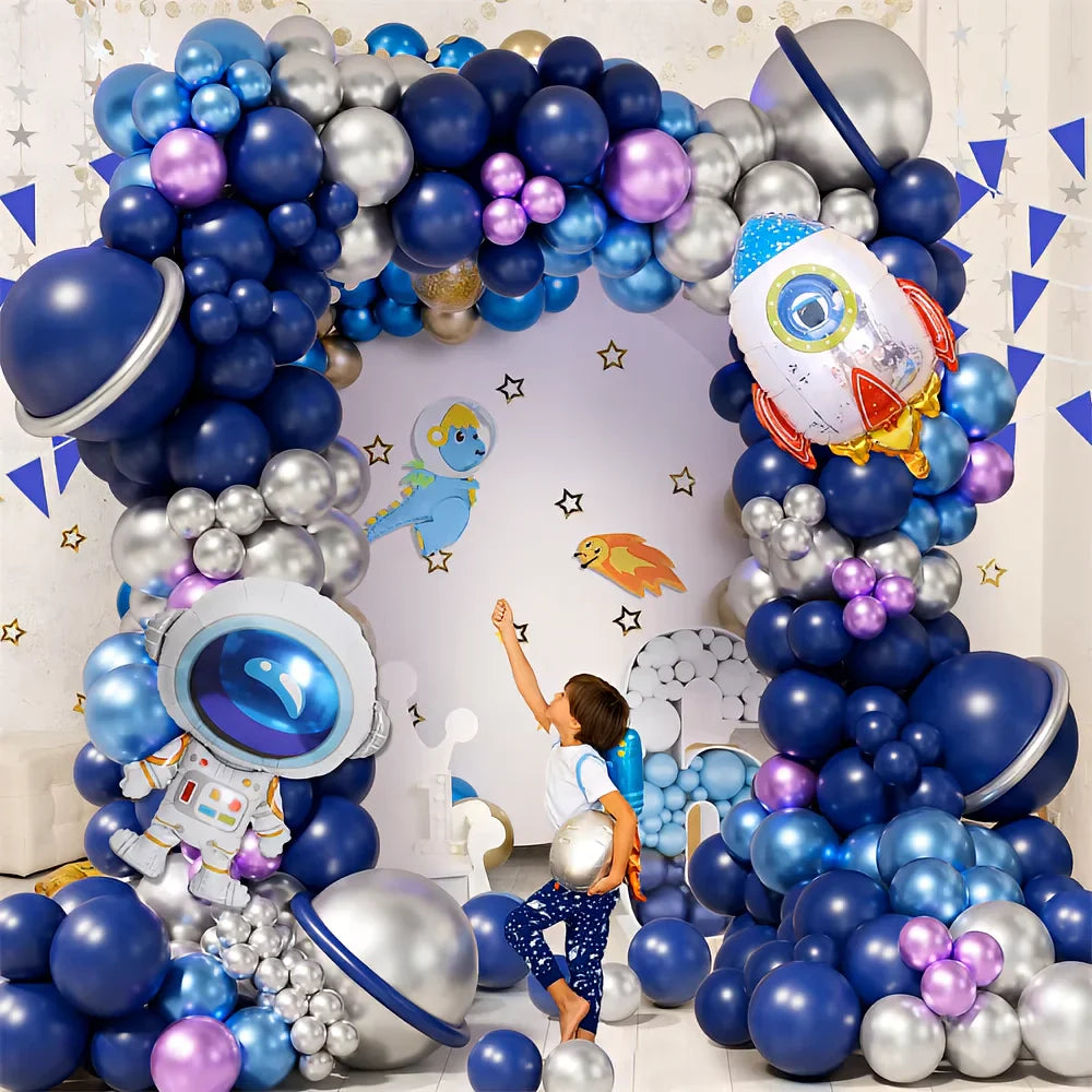 122Pcs Astronaut Space Balloon Garland Kit with Astronaut Rocket Foil