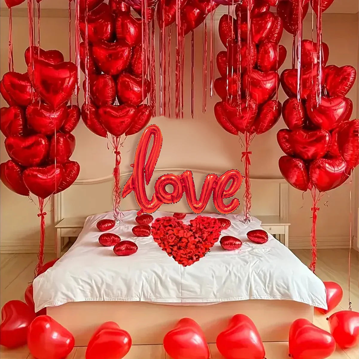 407pcs red "love" letter balloon set, 18-inch heart-shaped balloon