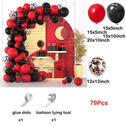 Red Balloon Garland Arch Kit Black Red Confetti Balloons Wedding