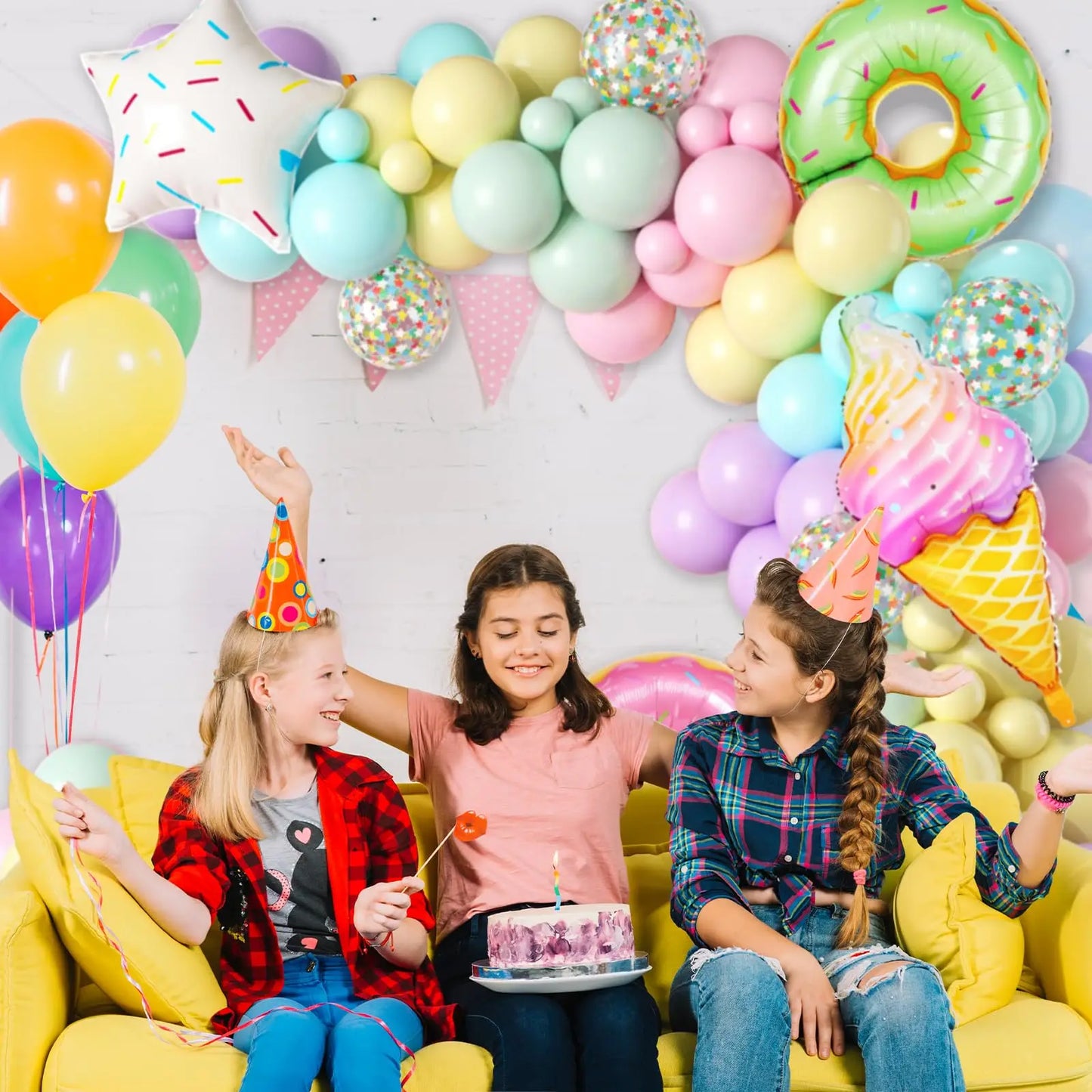 CandyDonut Ice Cream Macaron Colorful Foil Balloon Garland Arch Kit