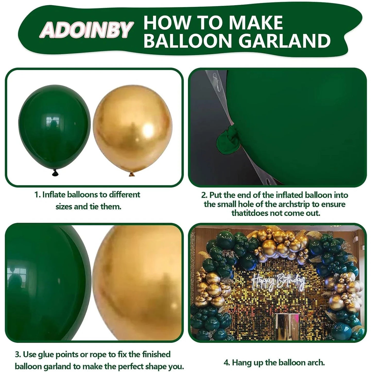 99pcs Balloons Garland Arch Kit with Green Gold Balloons for