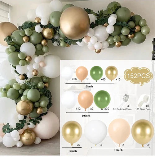 Green Balloon Garland Arch Kit Jungle Safari Party Baloon Birthday