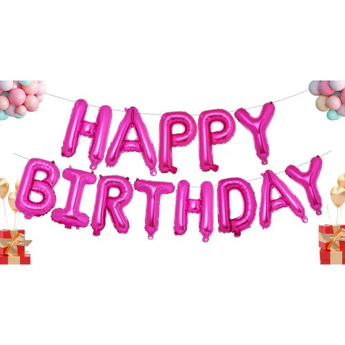 13pcs Birthday Balloon Rose Gold Color Foil Letter Balloons set Happy