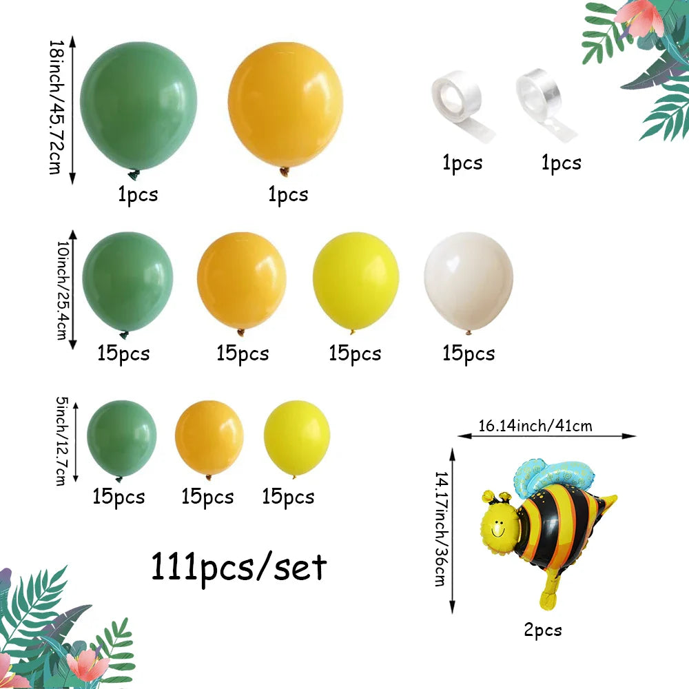 111-Piece Bee Sunflower Balloon Garland Arch Set, Mustard Yellow and