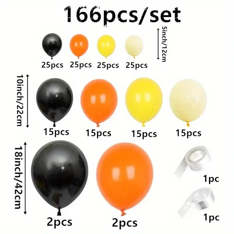 166pcs Engineering Car Theme Yellow Orange Latex Balloon Garland Arch