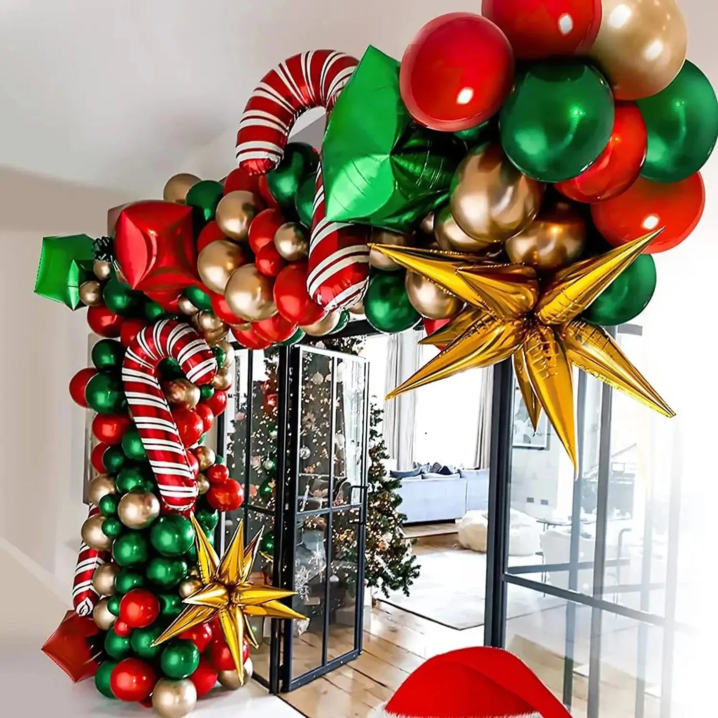 Red Green White Christmas Balloon Garland Arch Kit Xmas Christmas
