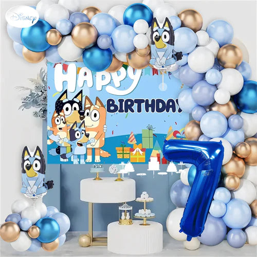 Bluey Birthday Party Decorations Balloon Garland Kit with Bluey Foil