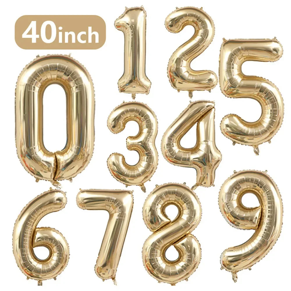 1PCS 40 inch large white gold light gold digital foil balloon for