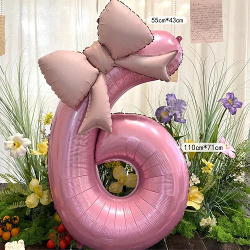 40inch Pink Digital Bowknot Bow Aluminum Foil Balloons for Girls