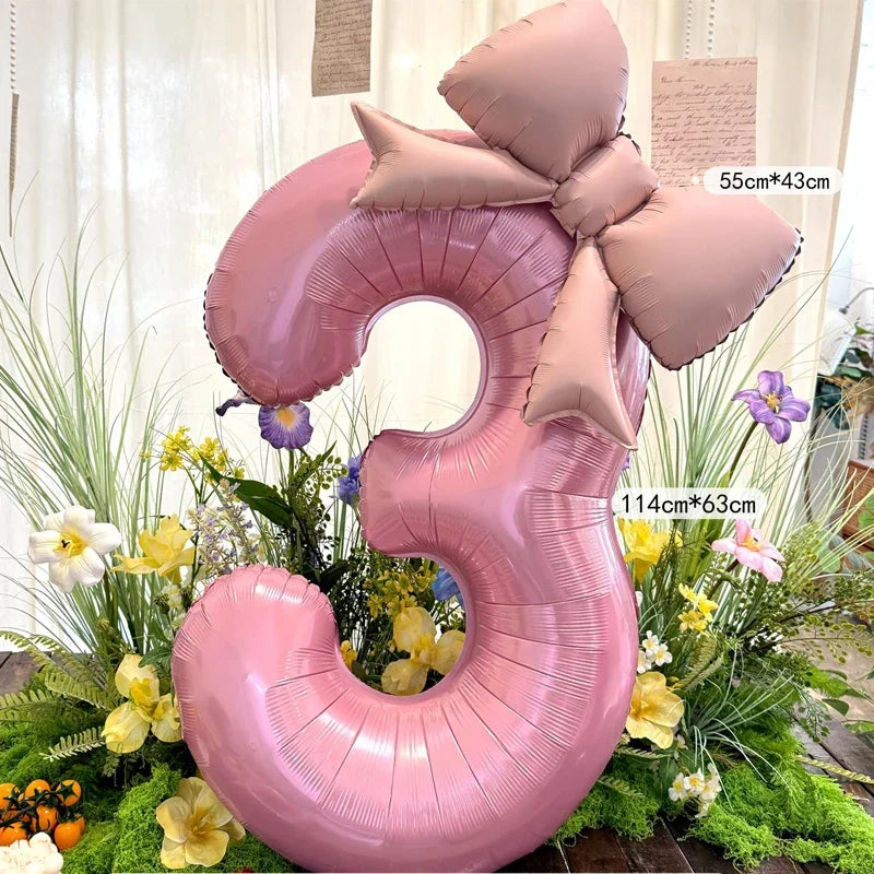 40inch Pink Digital Bowknot Bow Aluminum Foil Balloons for Girls