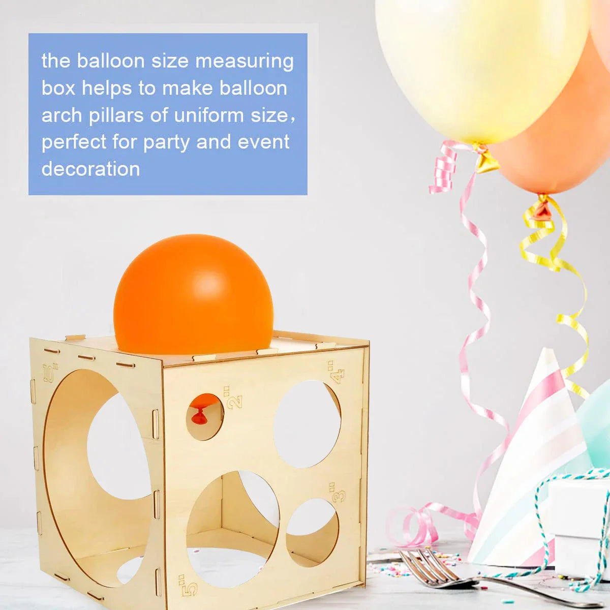 30cm Wood Balloon Sizer Cube Box Balloons Measuring box For Birthday