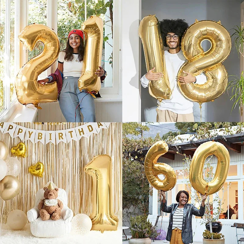 1PCS 40 inch large white gold light gold digital foil balloon for