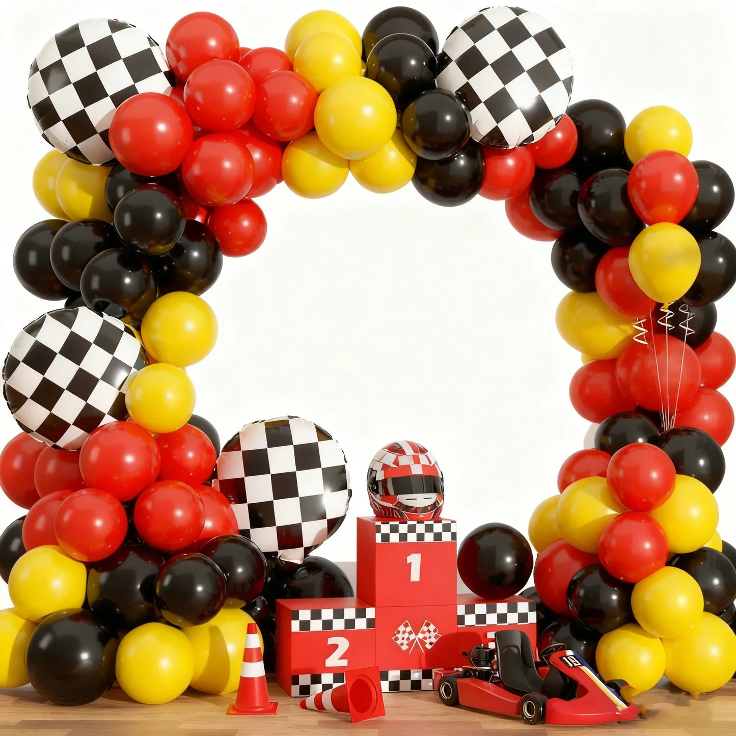 Race Car Balloon Garland Arch Kit  - Cars Wheels Balloons for Two Fast