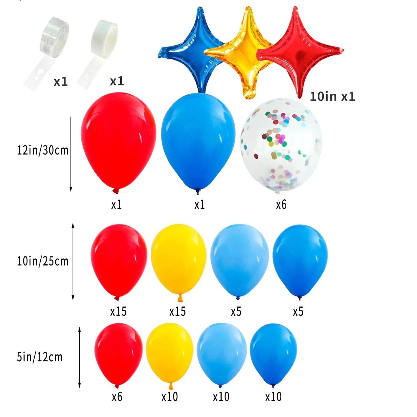 Vibrant Carnival Balloon Garland Arch Kit - Red, Blue, Yellow &