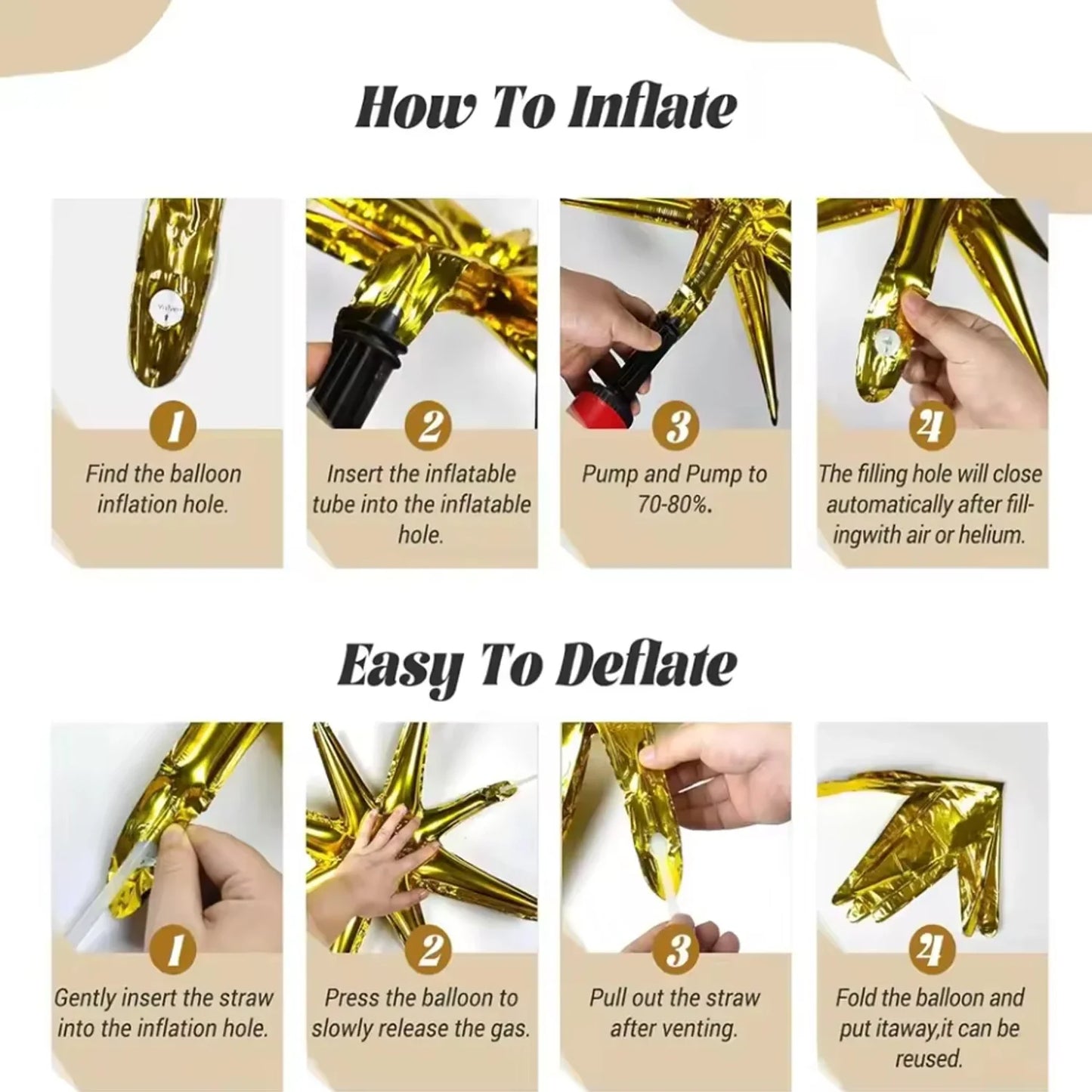 Black and Gold Balloons Garland Arch Kit with Starburst Foil Balloons