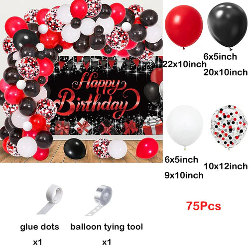 Red Balloon Garland Arch Kit Black Red Confetti Balloons Wedding