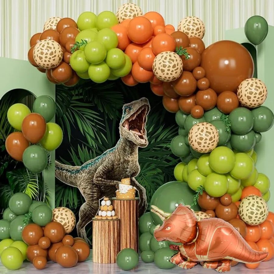 115-Piece Safari Jungle Balloon Arch Set, Green and Brown Animal