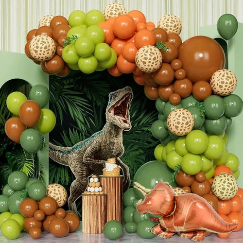 115-Piece Safari Jungle Balloon Arch Set, Green and Brown Animal