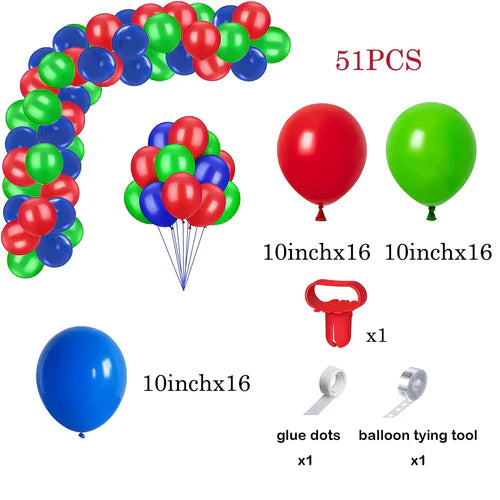 Red Green Christmas Balloons Garland Arch Kit Blue Yellow Ballon Set