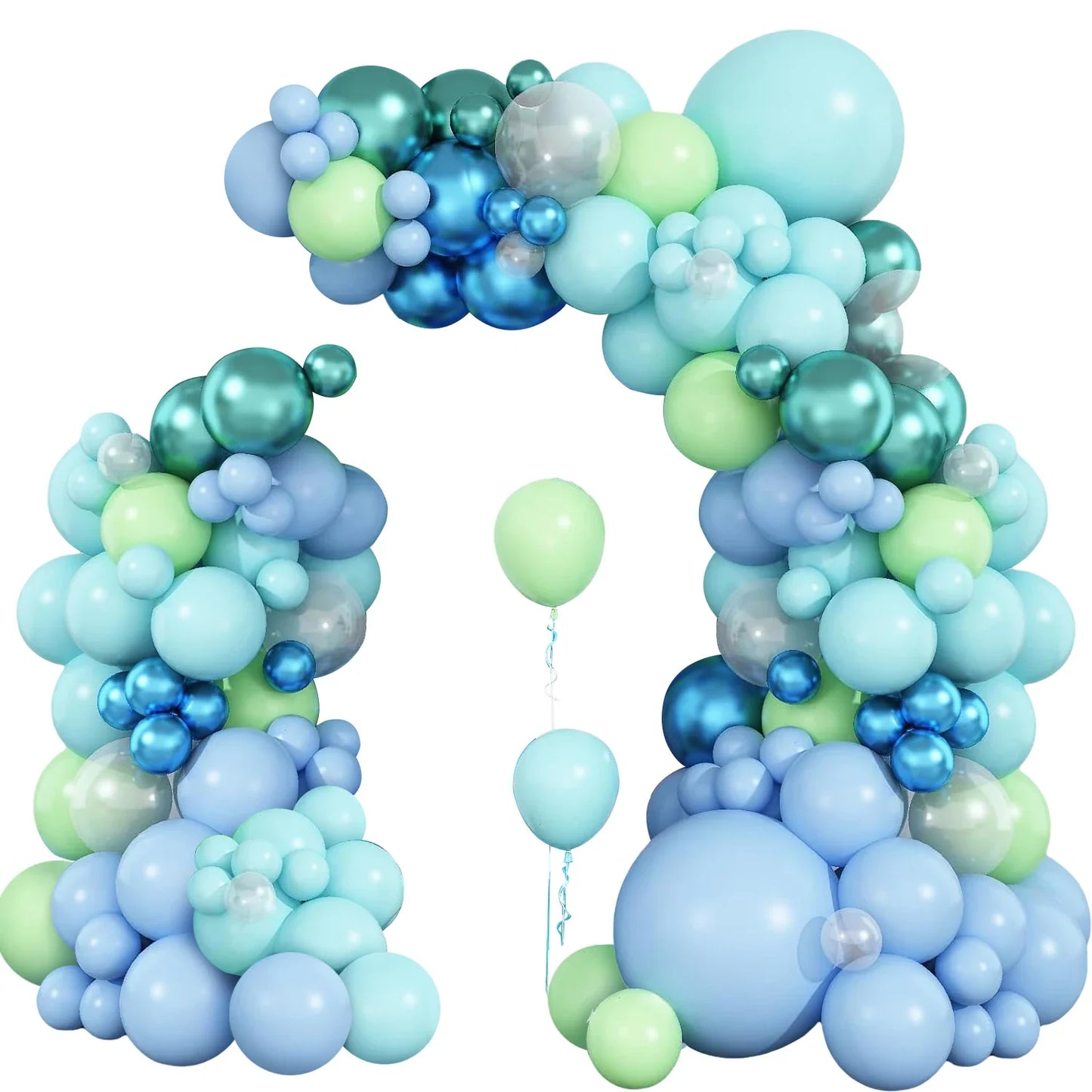 122-Piece Ocean-Themed Party Balloon Arch Kit, Light Blue, Teal, Lime