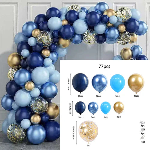 Blue Metallic Balloon Garland Set Gold Balloon Arch Birthday Party
