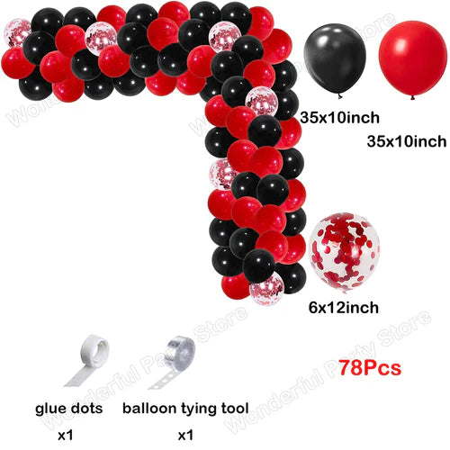 Red Balloon Garland Arch Kit Black Red Confetti Balloons Wedding