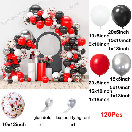 Red Balloon Garland Arch Kit Black Red Confetti Balloons Wedding