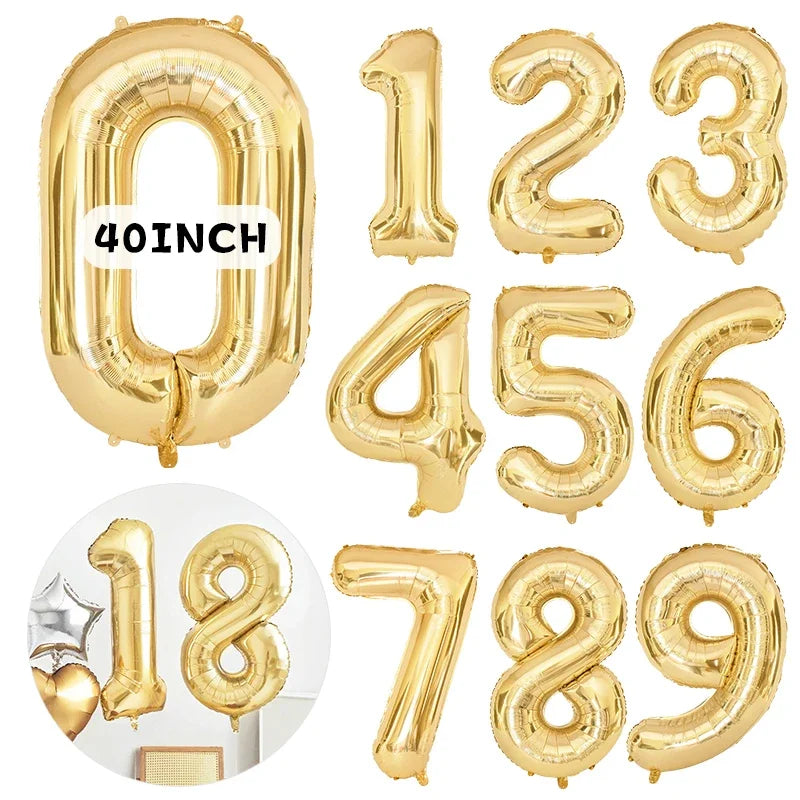 1PCS 40 inch large white gold light gold digital foil balloon for