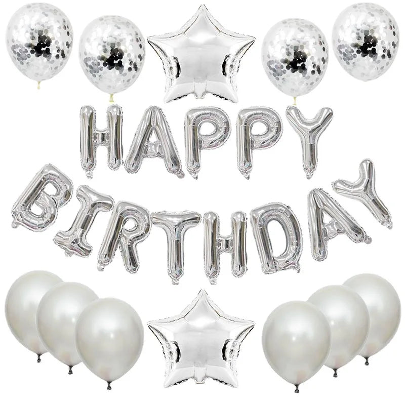 25pcs/set Happy Birthday Balloons Set Foil Letter Balloon Garland