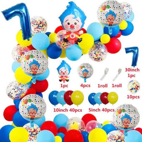 98pcs/Set Cartoon Clown Arch Garland Kit Foil Number Balloons Latex