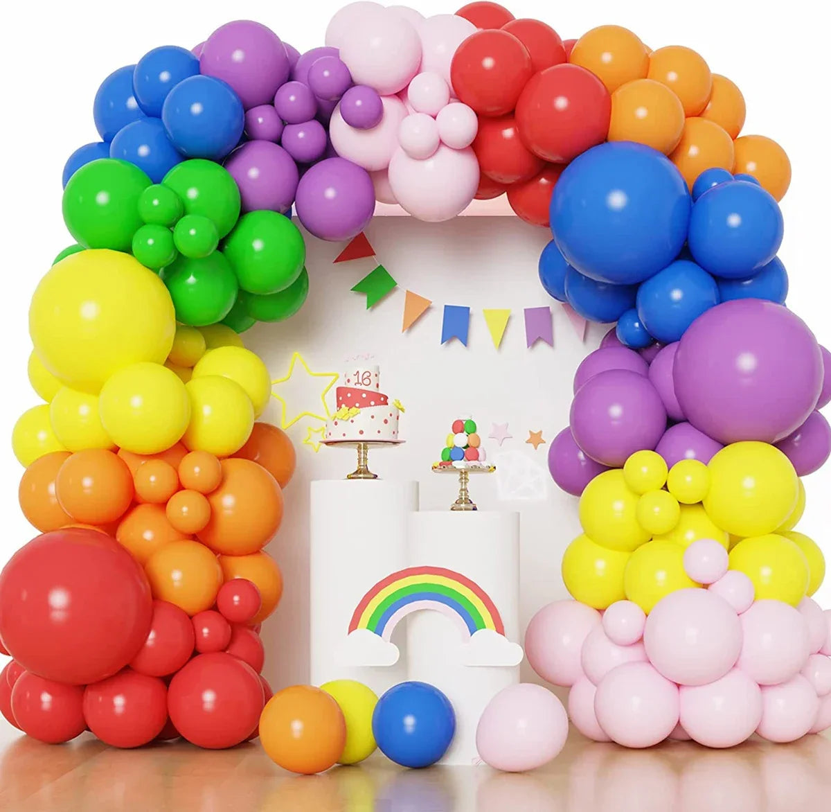 Colorful Rainbow Balloon Garland Arch Kit Multicolor Latex Ballons