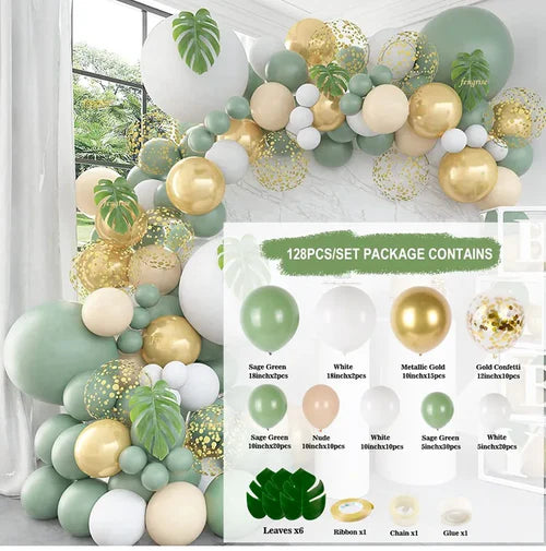 Green Balloon Garland Arch Kit Jungle Safari Party Baloon Birthday