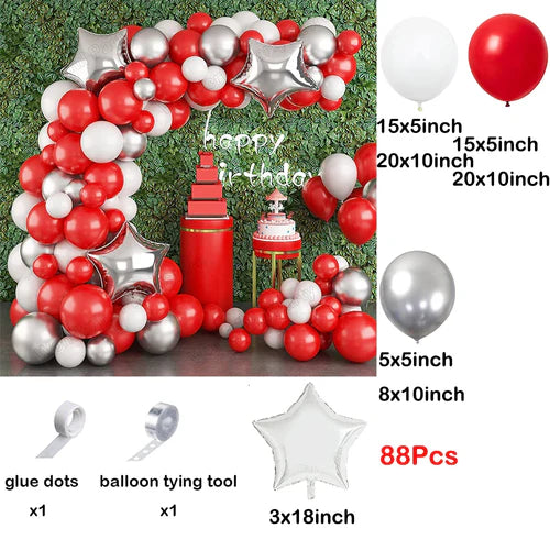 Red Balloon Garland Arch Kit Black Red Confetti Balloons Wedding