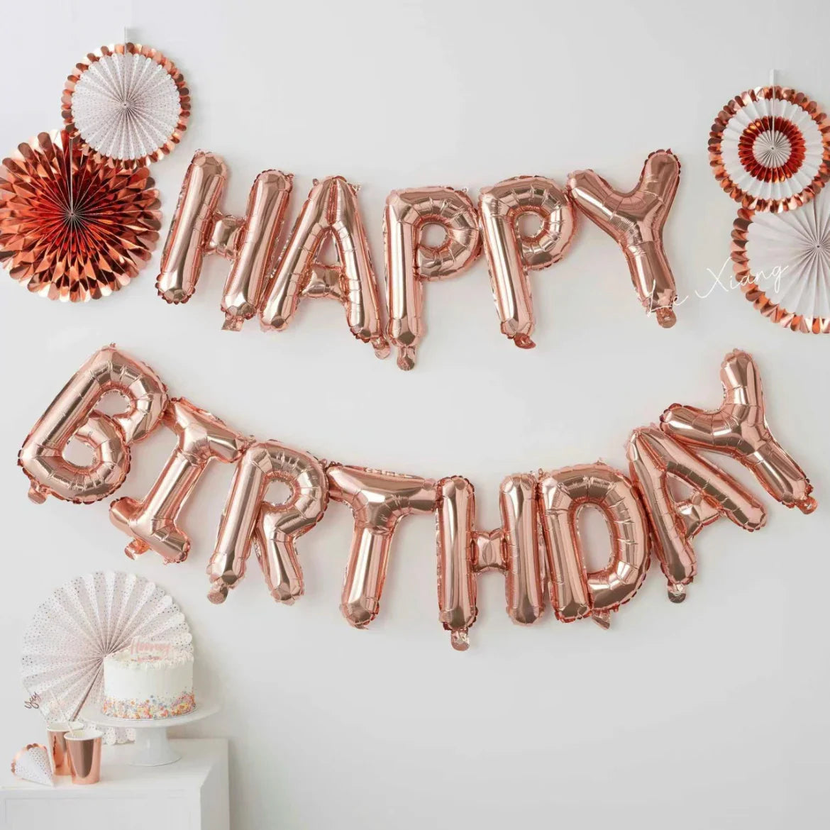 13pcs Birthday Balloon Rose Gold Color Foil Letter Balloons set Happy