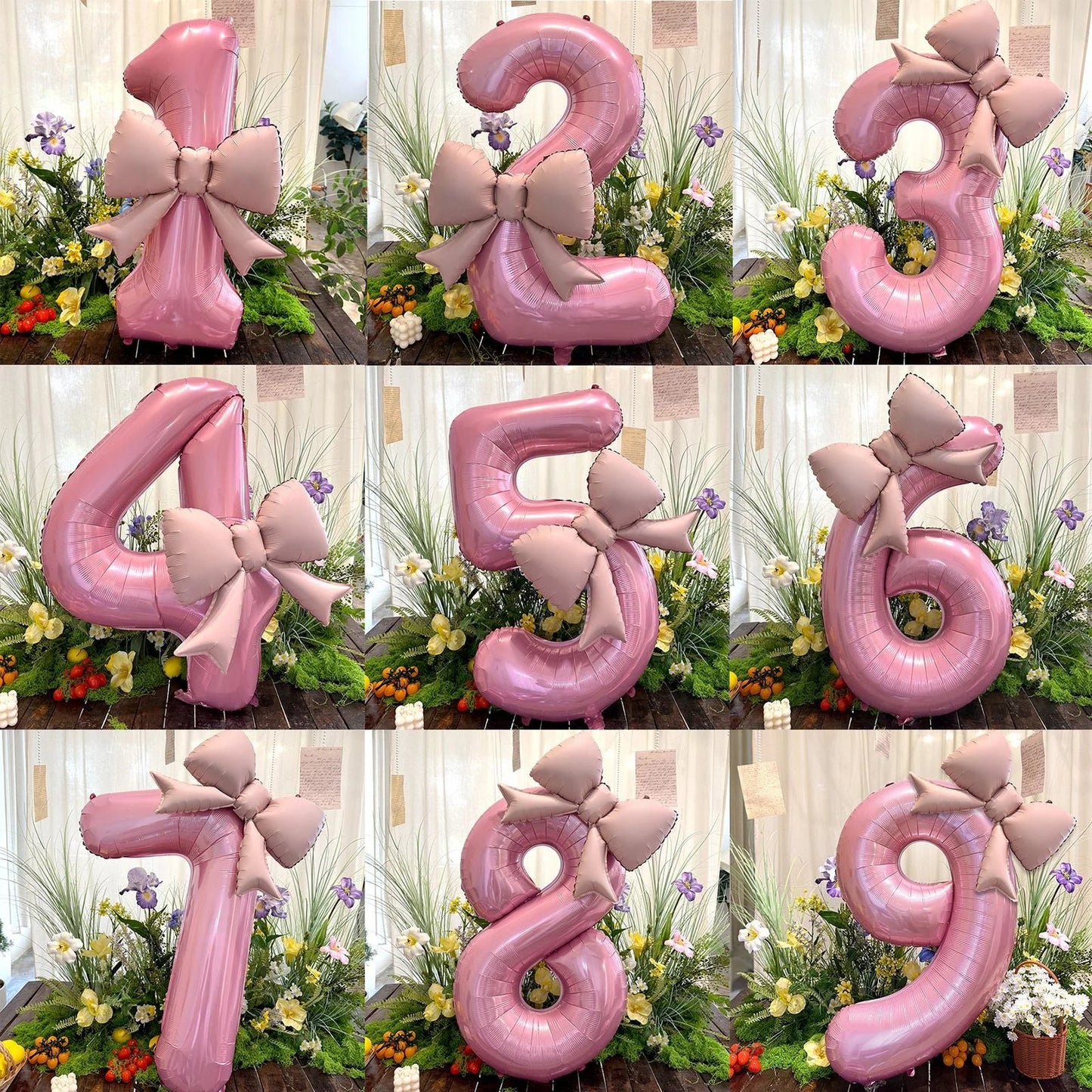 40inch Pink Digital Bowknot Bow Aluminum Foil Balloons for Girls