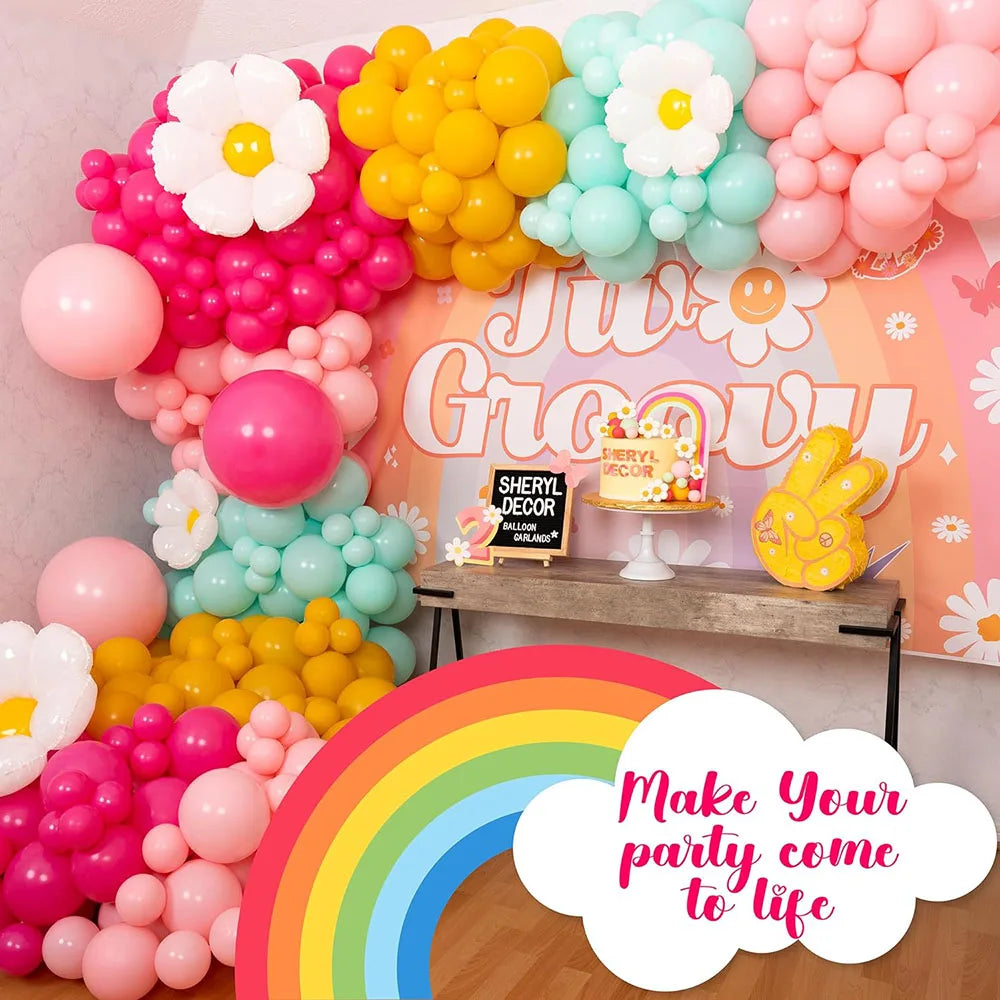 All-In-One Daisy Balloon Garland Kit and Arched Comes with Daisy –