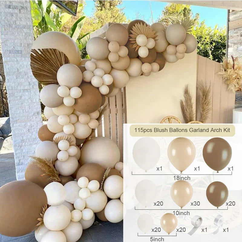 Apricot Coffee Brown Balloons Garland Arch Kit Wedding Birthday Party