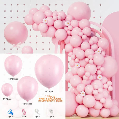 148Pcs Pastel Pink Balloons Baby Pink Balloon Garland Arch Kit Baby