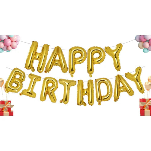13pcs Birthday Balloon Rose Gold Color Foil Letter Balloons set Happy
