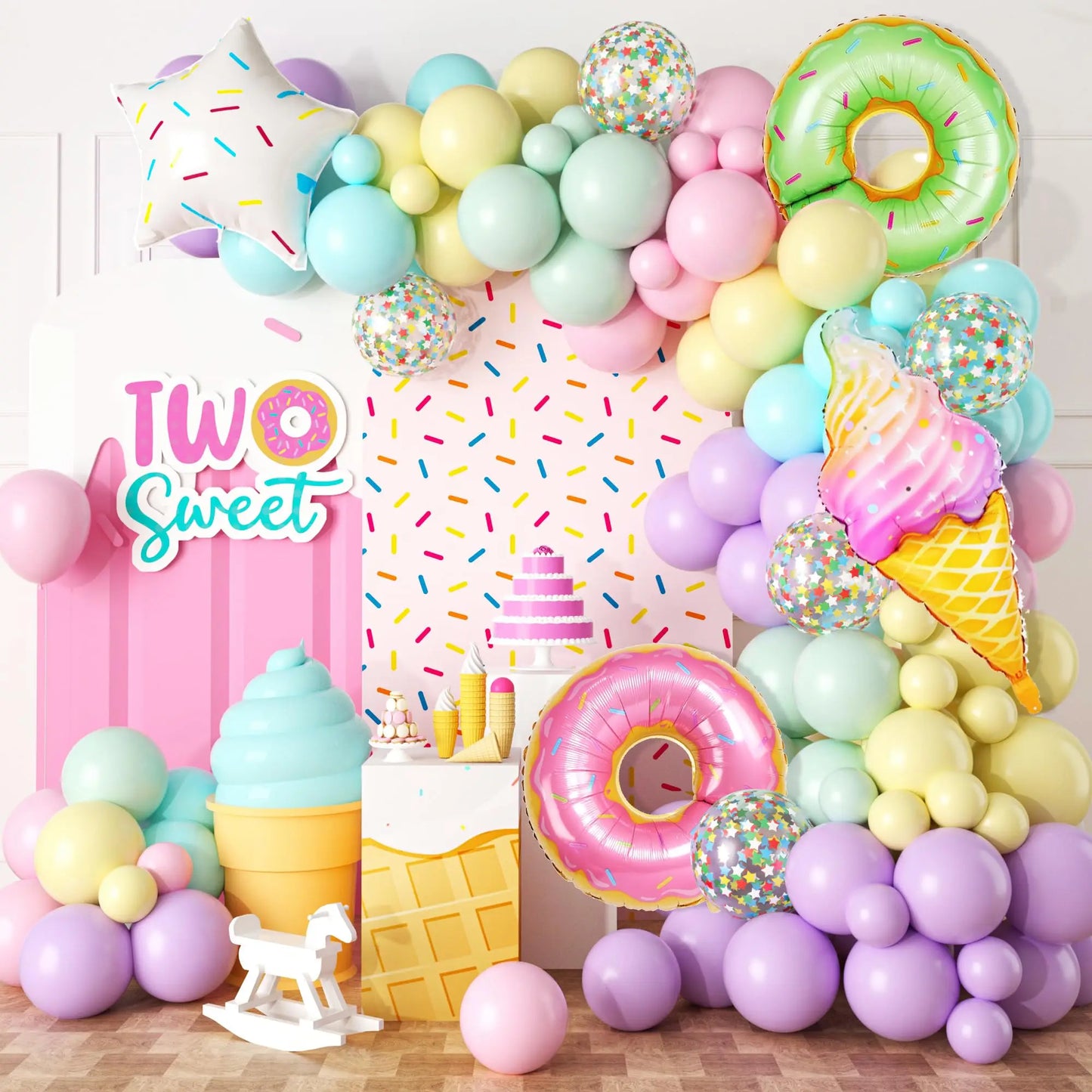 CandyDonut Ice Cream Macaron Colorful Foil Balloon Garland Arch Kit