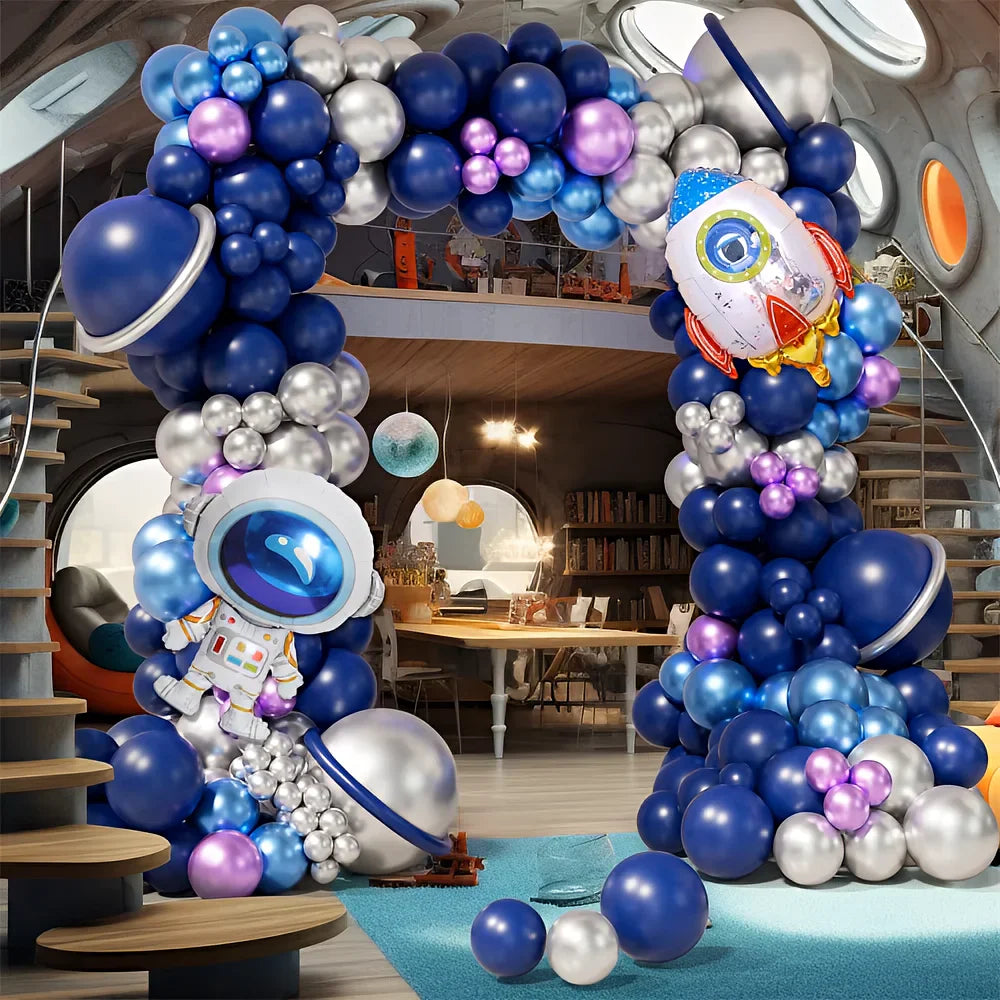 122Pcs Astronaut Space Balloon Garland Kit with Astronaut Rocket Foil