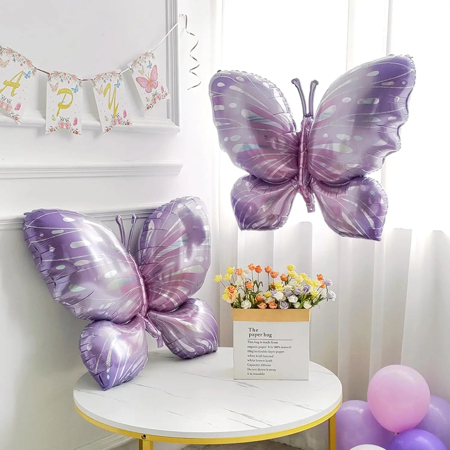 137pcs Pastel Butterfly Balloon Arch Kit - Lavender Floral Garland