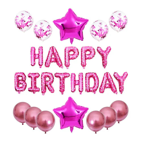 25pcs/set Happy Birthday Balloons Set Foil Letter Balloon Garland