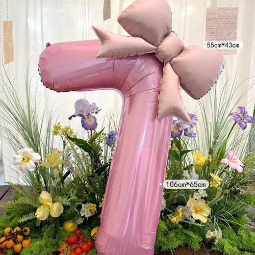 40inch Pink Digital Bowknot Bow Aluminum Foil Balloons for Girls