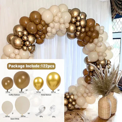 Apricot Coffee Brown Balloons Garland Arch Kit Wedding Birthday Party