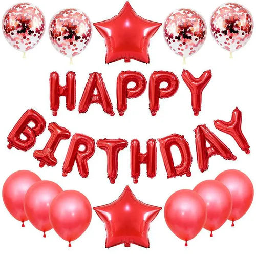 25pcs/set Happy Birthday Balloons Set Foil Letter Balloon Garland
