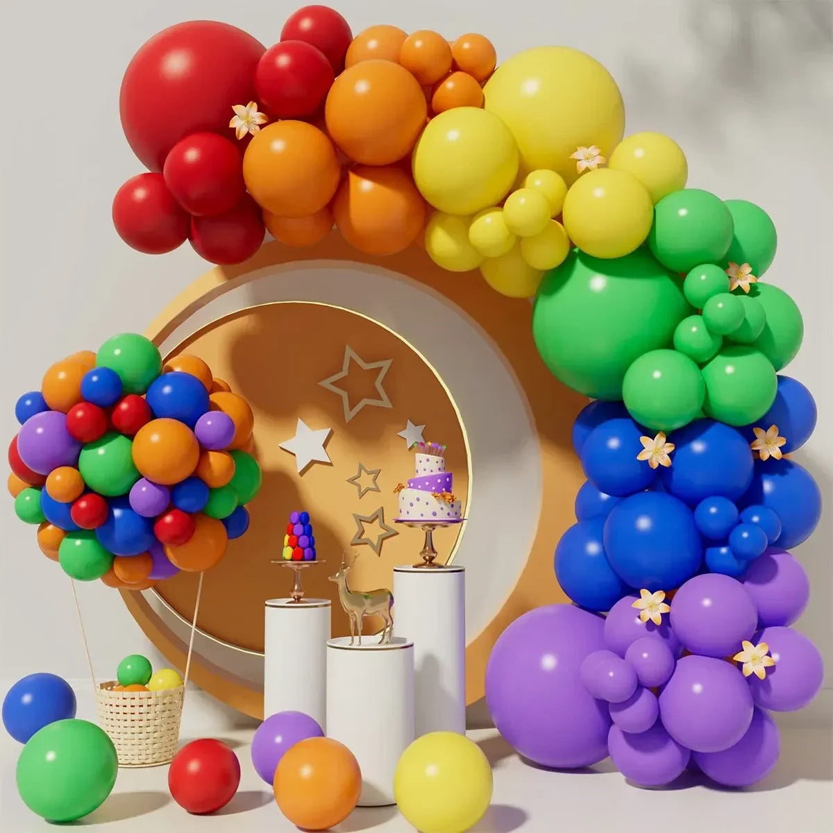 Colorful Rainbow Balloon Garland Arch Kit Multicolor Latex Ballons