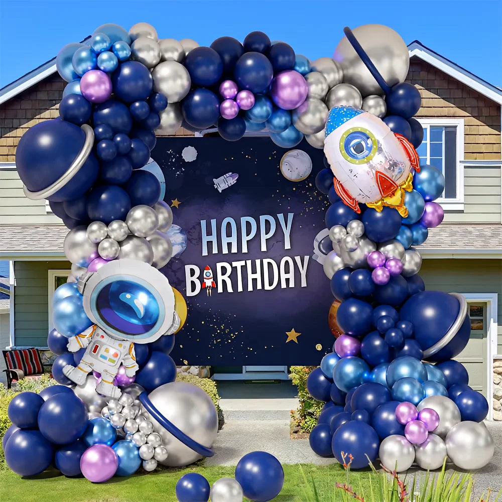 122Pcs Astronaut Space Balloon Garland Kit with Astronaut Rocket Foil